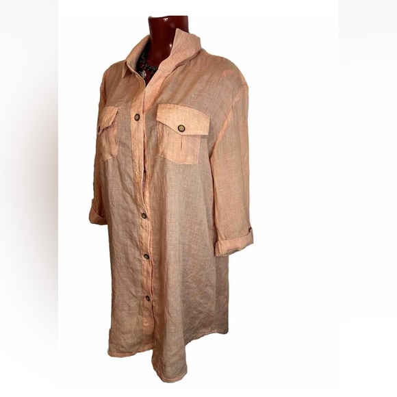 Dotti Women long Sleeve Button-Down Shirt L Peach - Picture 3 of 9